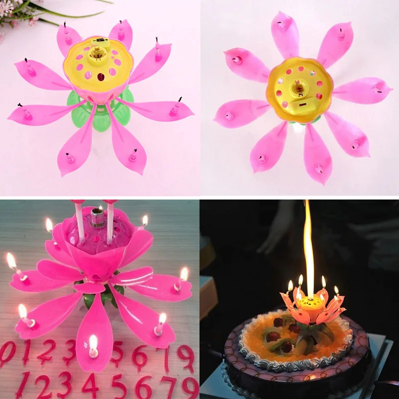 

Joy Singing Music Birthday Candle Monolayer Lotus Candle Flowering Music Candle REME889