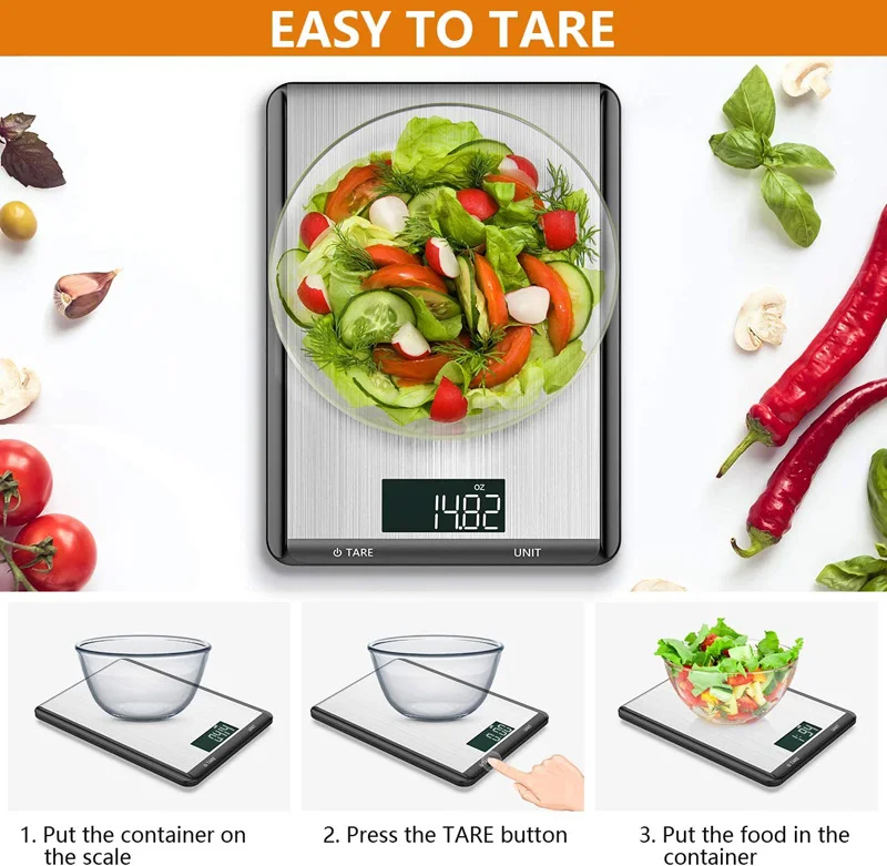 Электронные кухонные весы цифровые весом 22 фунта/10 кг для приготовления пищи и