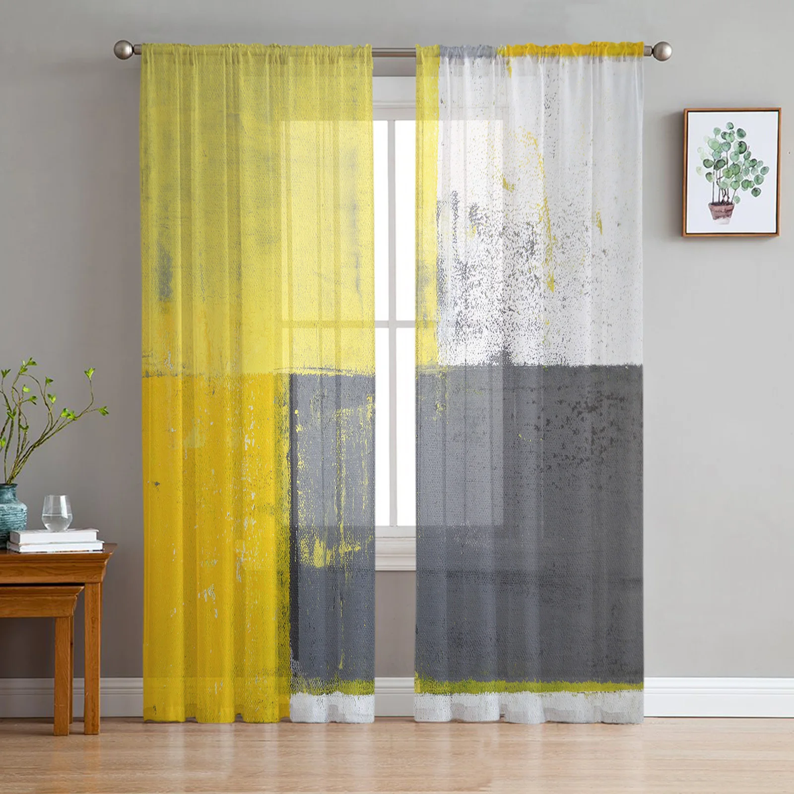 

Abstract Art Watercolor Painting Sheer Curtains for Living Room Kitchen Tulle for Windows Voile Yarn Curtains for Bedroom