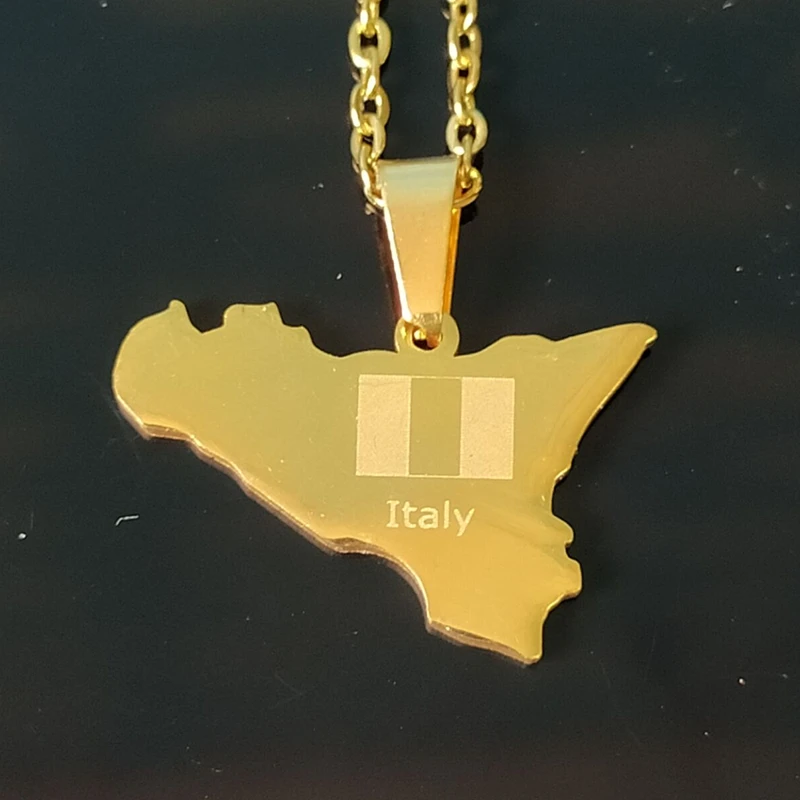 Женское ожерелье в виде карты сицилии колье золотистого цвета для женщин и