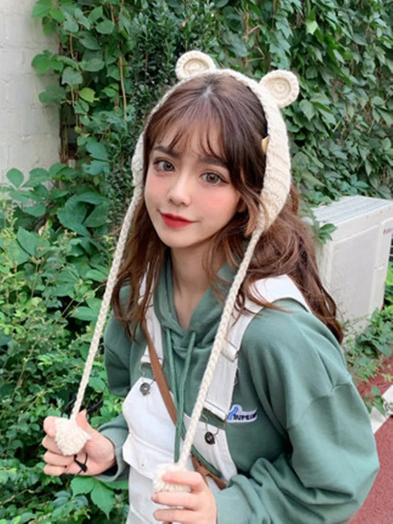

Cat Ear Protector Female Sweet and Lovely Korean Winter Edition Winter South Korea Headset with 100 sets of knitted wool hat