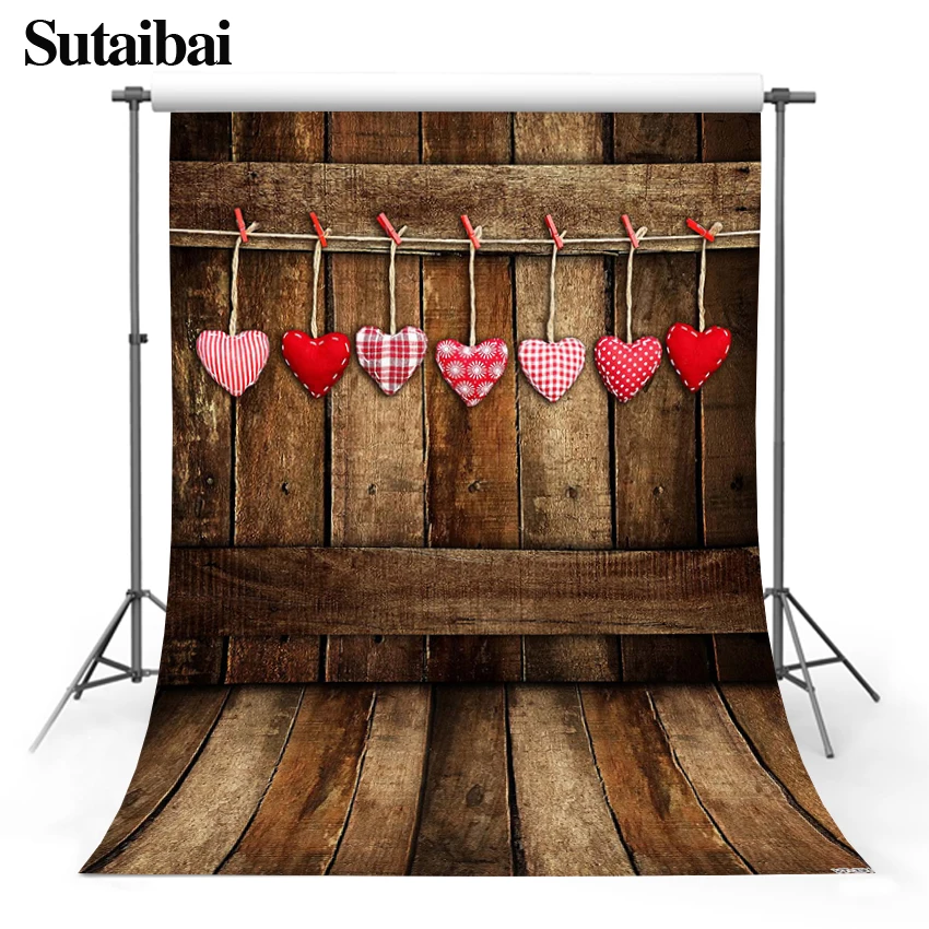 Valentine's Day Background Love Decoration Photography Rural Wooden Wall Sweet Love Valentine's Day Theme Party Backdrop Banner