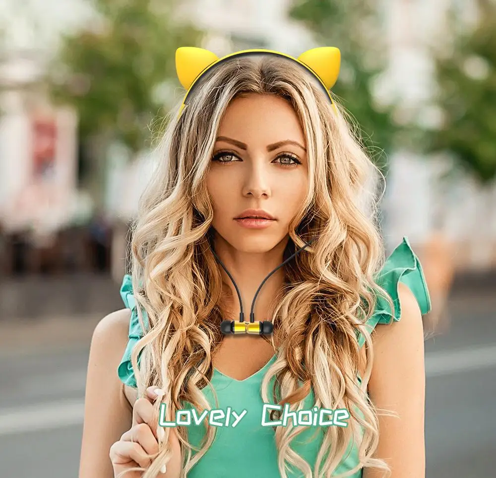 Bluetooth стерео наушники в форме головы кота металлическая гарнитура подарок для