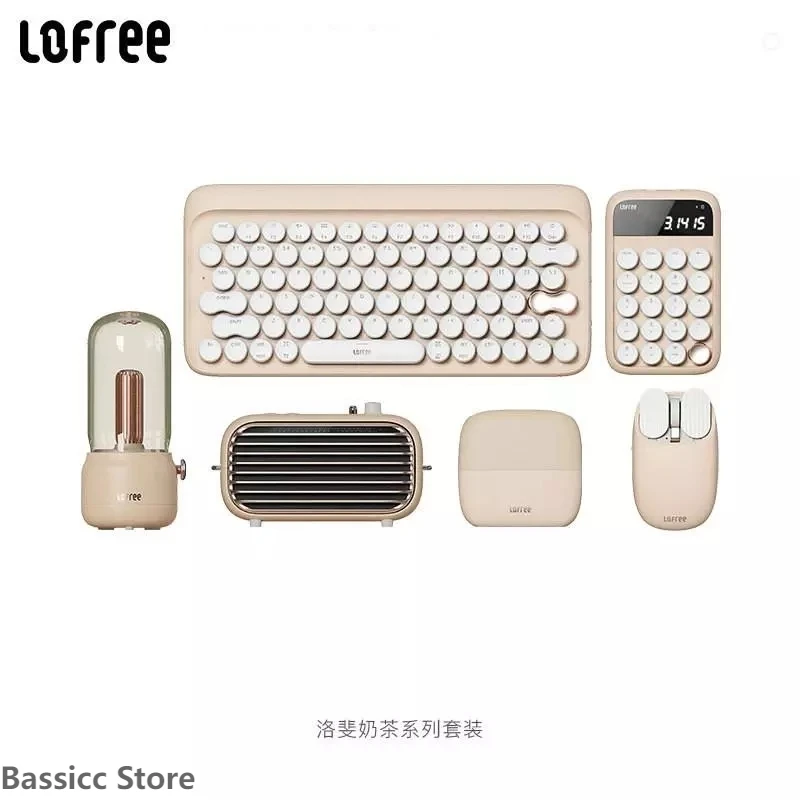 

New Lofree Milk Tea Series Simple Office Mechanical Keyboard Mouse Calculator Docking Station USB HUB Pickup Light Speaker