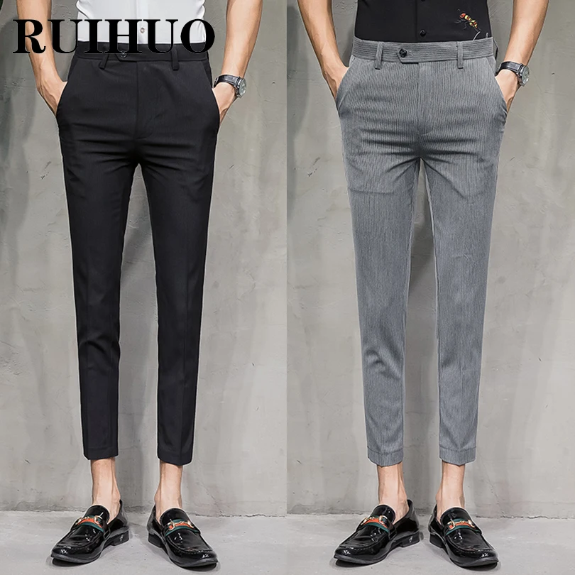 

RUIHUO Ankle-Length Korean Fashion Joggers Men Pants 28-36 Japanese Style Hip Hop Baggy Trousers Streetwear 2022 Spring New