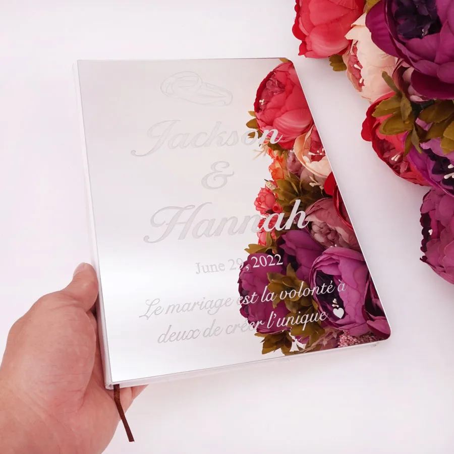 Индивидуальная акриловая книга для гостей с гравировкой свадебные подарки на