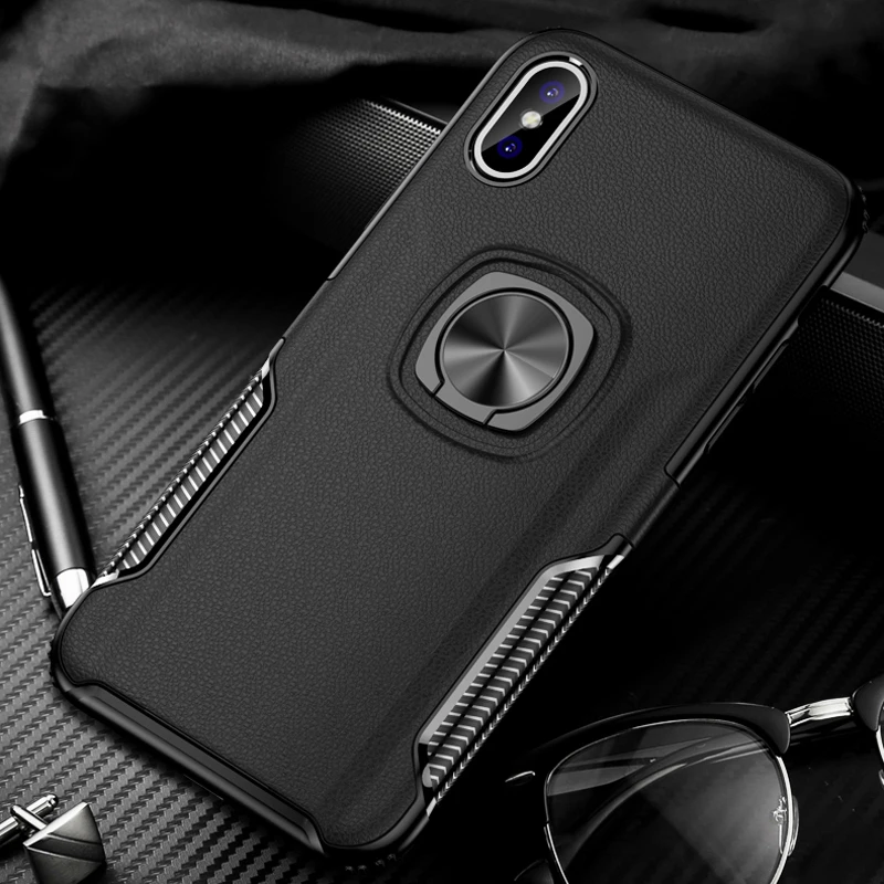 Ударопрочный защитный чехол для iPhone X XS Max XR Phone s кольцо на палец подставка