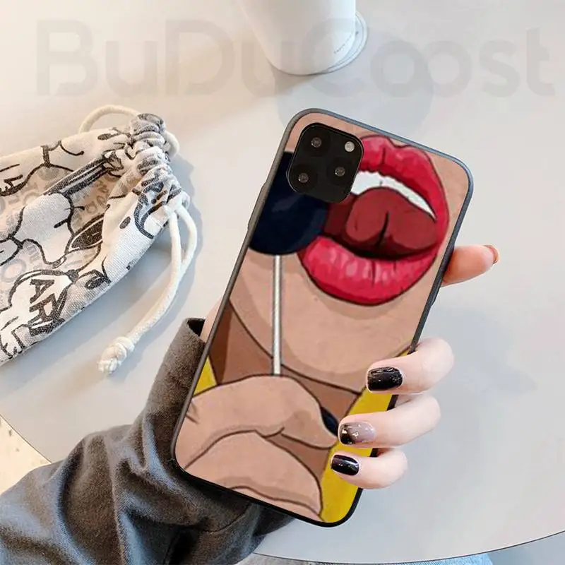 sexy lips black phone case hull for iphone 11 pro 11 pro max x xr xs max 7 8 plus 6s plus 5s 2020 se cover free global shipping
