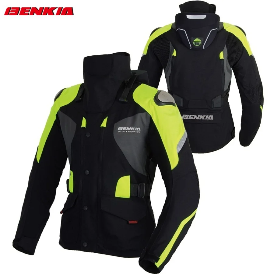 Fluorescent green 1шт Женская зимняя водонепроницаемая теплая ветрозащитная Защитная куртка для мотокросса для гонок по бездорожью мотоциклетная куртка - Цвет: Fluorescent green
