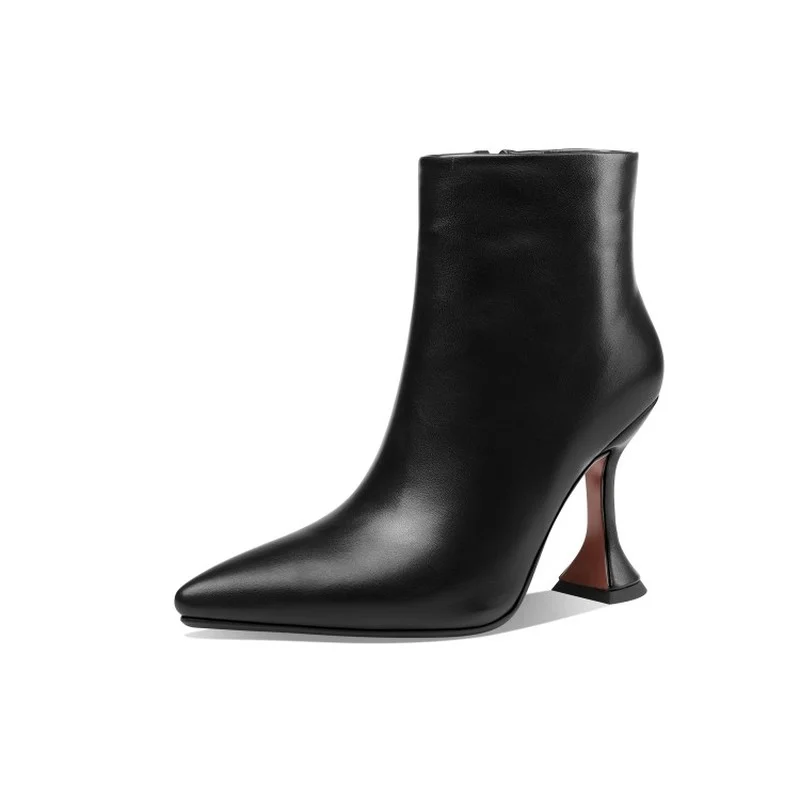 

Новинка 2021, женские классические модные привлекательные современные ботильоны на высоком каблуке, с острым носком, на молнии, большие разме...