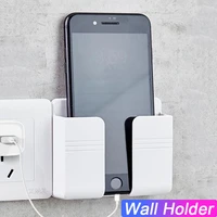 wall mounted organizer storage box phone charging usb wall holder mobile phone remote control multi function bracket for iphone