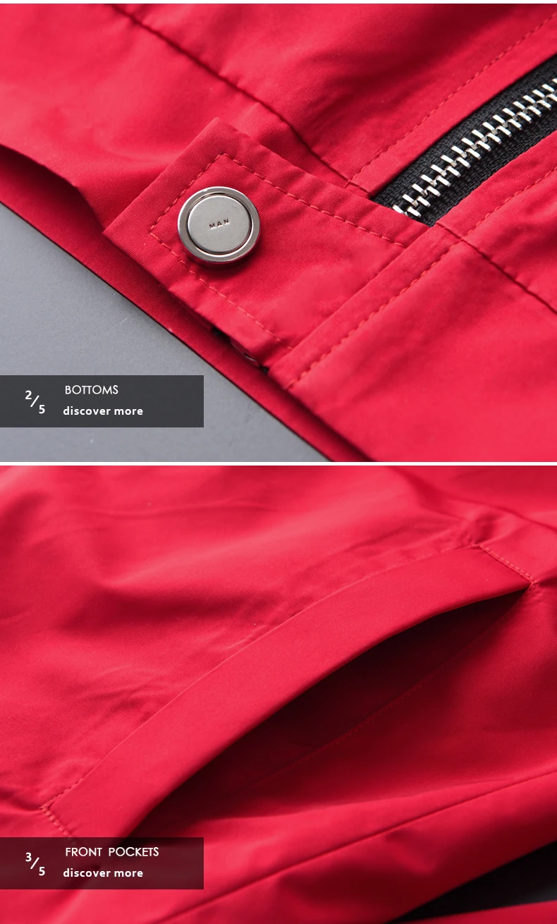 

Spring And Autumn New Red Hooded Jacket Hight Quality Casual Men's Fashion Slim Fit Jacket Coat Plus Size M-2XL 3XL 4XL