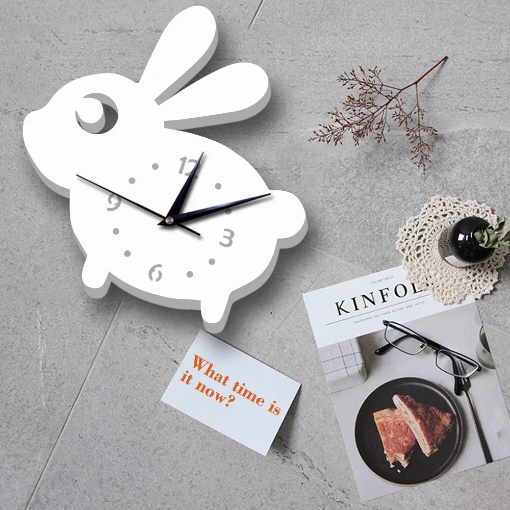 3D Маленький кролик настенные часы современный дизайн цифровой указатель ПВХ для