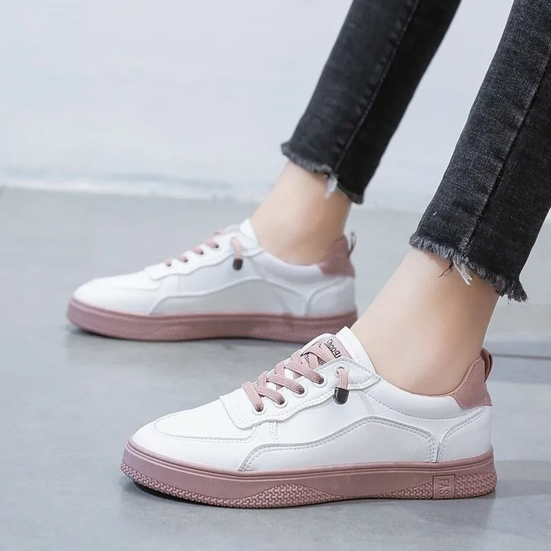 Casual Women Shoes Spring Autumn Ladies Sneakers Breathable Fashion Simple White Pu Leather Female Shoes Outside Leisure Trend