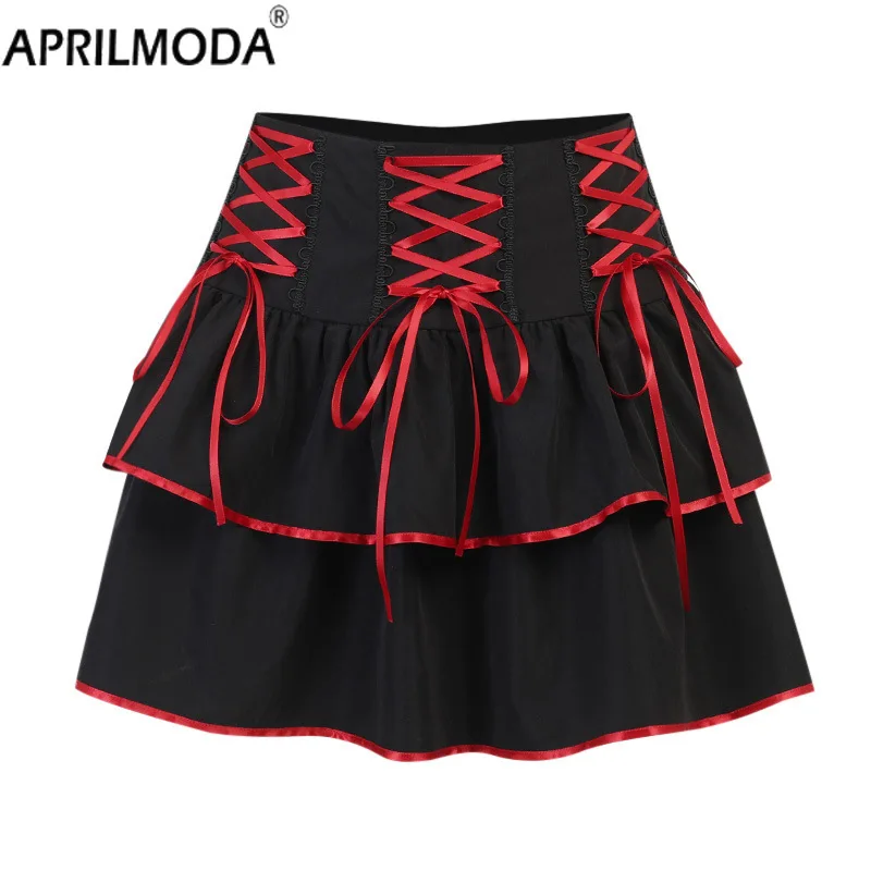 

2021 Lolita Style Mini Skirts Women Harajuku Cute Preppy Style Jk Kawaii Skirt Japanese Girls Sexy Punk High Waist Tiered Skater