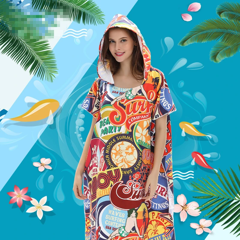 Модный пляжный халат с принтом банное полотенце модное пляжное капюшоном для