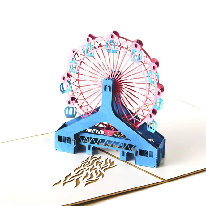 

3pcs High-grade Ferris wheel shape 3D Pop Up Cards Valentine Lover Birthday Anniversary Greeting Cards party gift home Decor