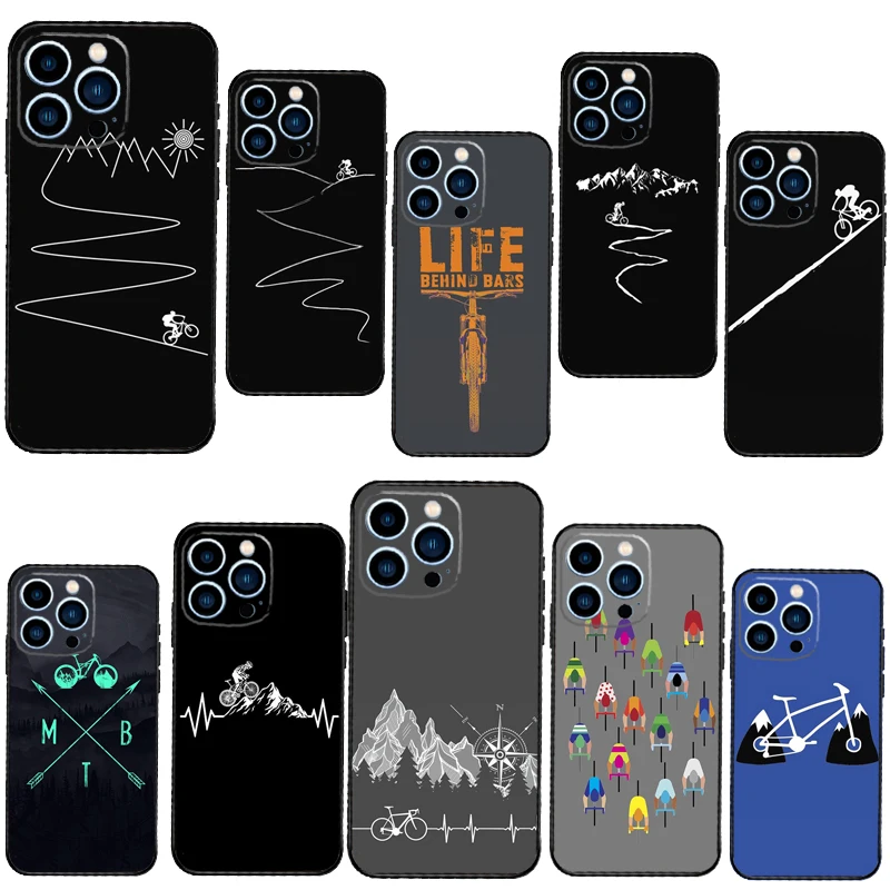 MTB Mountain Bike Cycling Bicycle Cases For iPhone 12 13 Pro X XS XR 7 8 Plus 11 14 Pro Max SE2 Funda Coque Capa Full Cover
