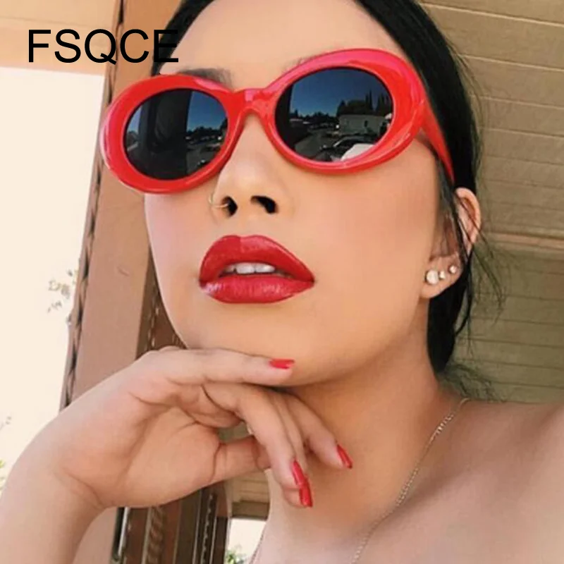 FSQCE новые брендовые дизайнерские винтажные Овальные Солнцезащитные очки для