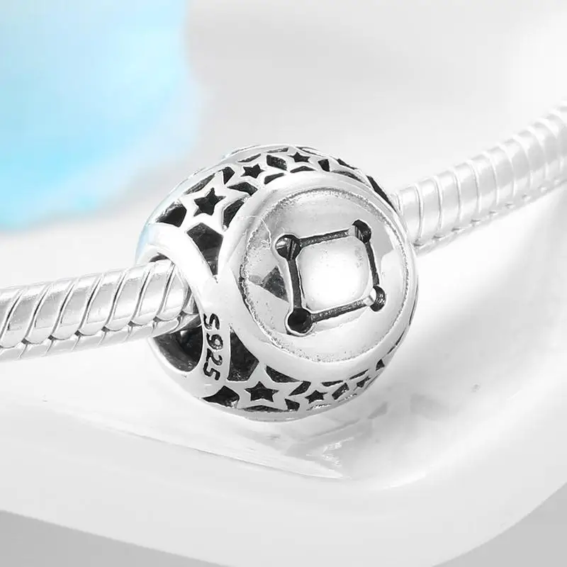 Подарочная коробка в виде 925 пробы серебро 12 созвездий Знак зодиака бусины