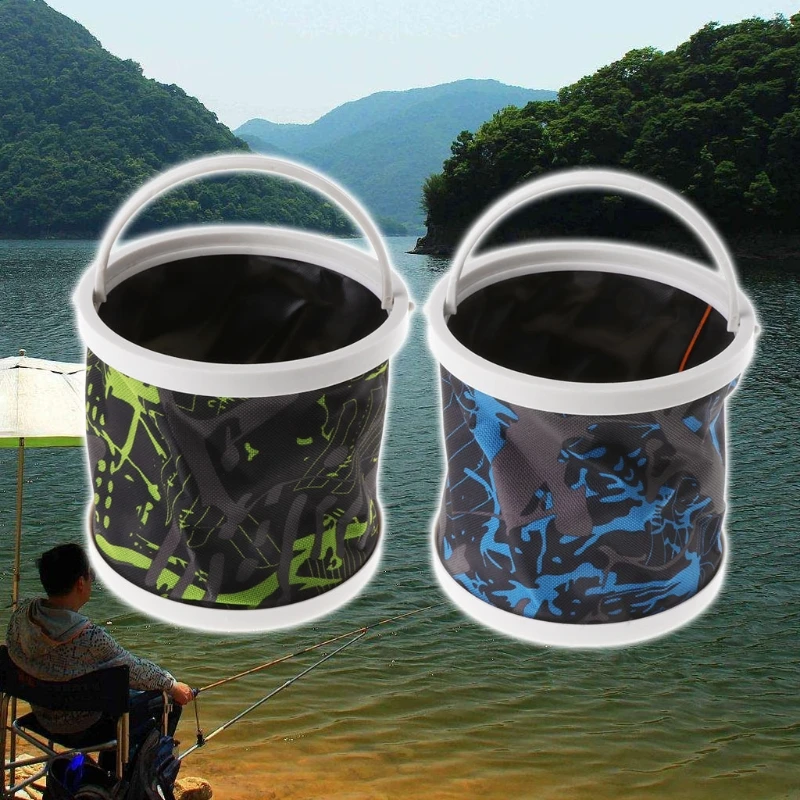 

Fishing Bucket Canvas Round Folding Outdoor Portable 14cm Storage Camping Hiking Folding Bait Car Washing Space Saving