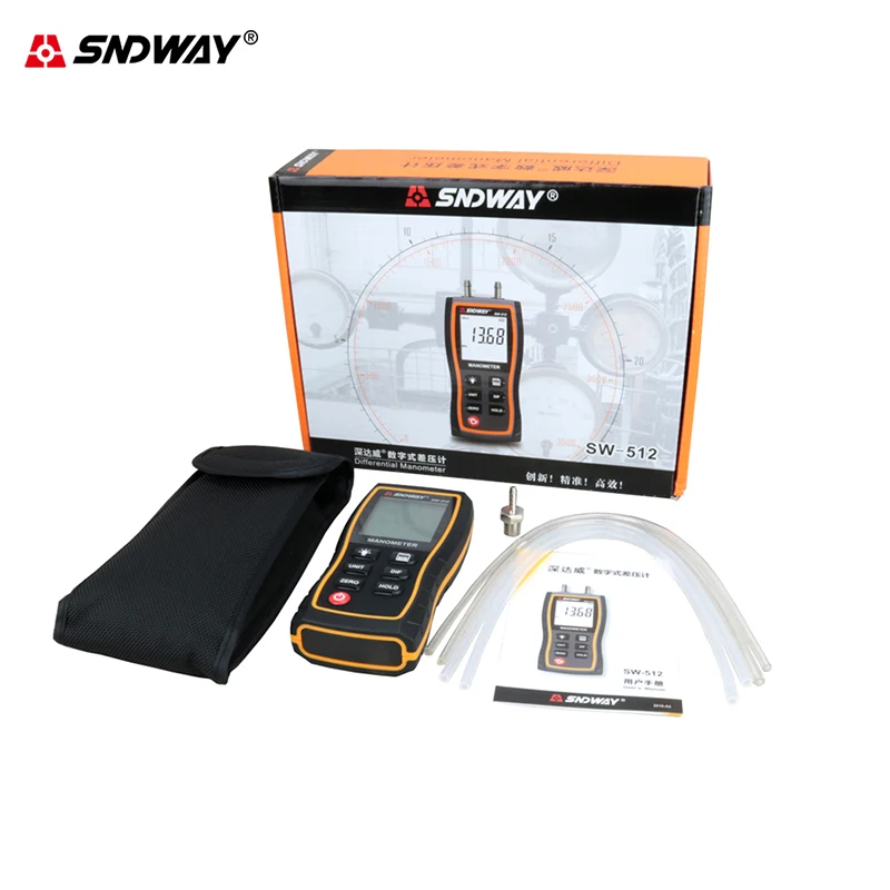 

Sndway Portable Digital Manometer Dual Port Air Pressure Meter Differential/Max/min Pressure Meter Gas Accuracy Pressure Gauge