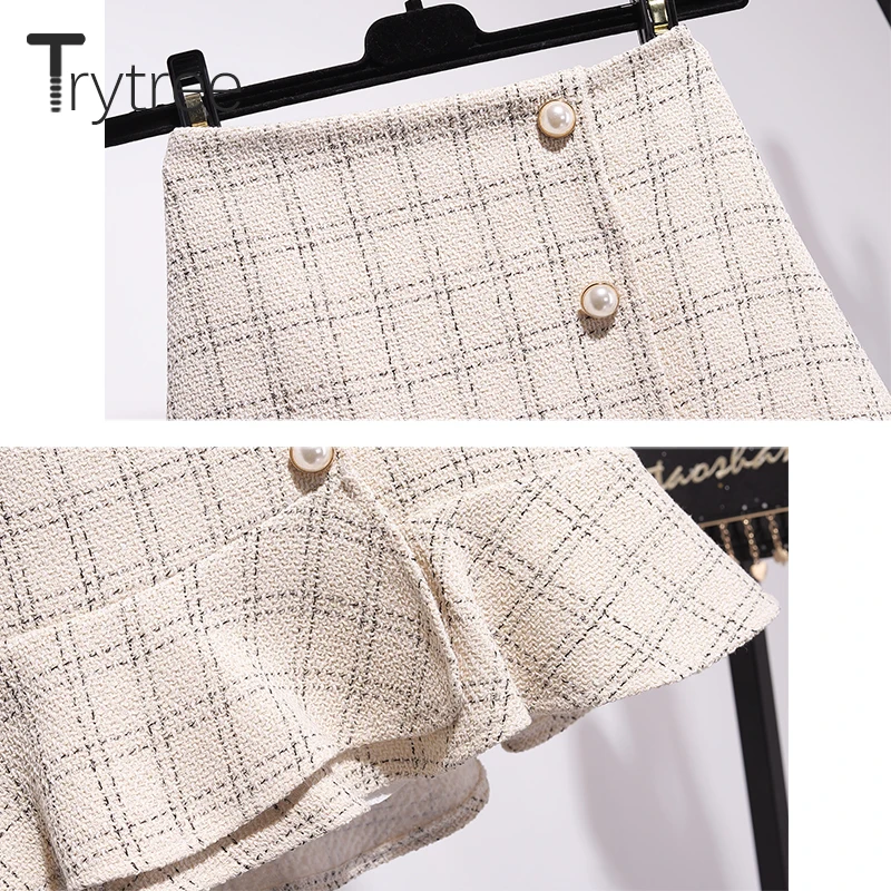 Trytree 2019 осенне зимний комплект из двух предметов повседневный вязаный белый топ с