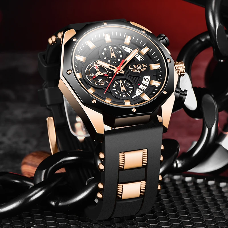 2020 LIGE новые спортивные мужские часы Топ люксовый бренд для мужчин силиконовые