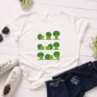 funny broccoli women t shirt summer vegetables plus size cartoon tshirt multicolor harajuku vegan print t shirt female clothes