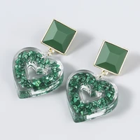 exaggerated heart shaped pendant earrings ladies fashion acrylic green exquisite earrings 2021 new party fashion jewelry