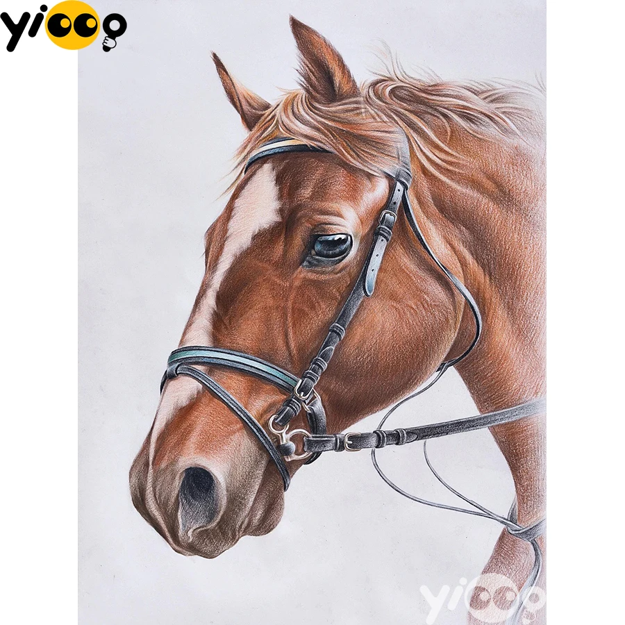 

Full Square/Round Drill Diamond Painting Cross Stitch Embroidery Horse Head Rhinestone Mosaic Home Decor Gift AX2491