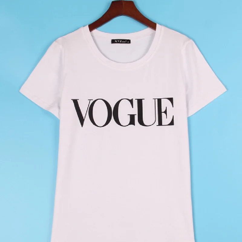 

Plus Size XS-4XL Fashion Summer T Shirt Women VOGUE Printed T-shirt Women Tops Tee Shirt Femme New Arrivals Hot Sale