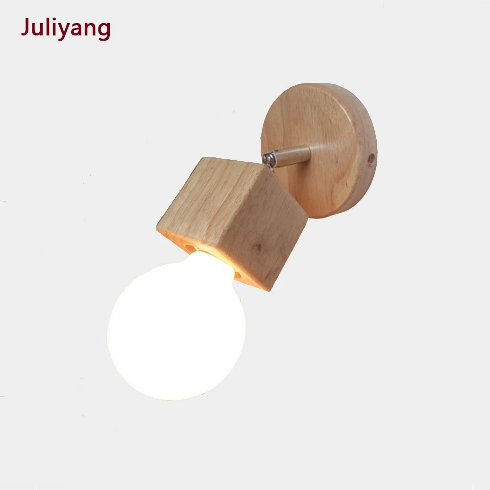 E27 Современные японские Настенные светильники из твердой древесины креативные