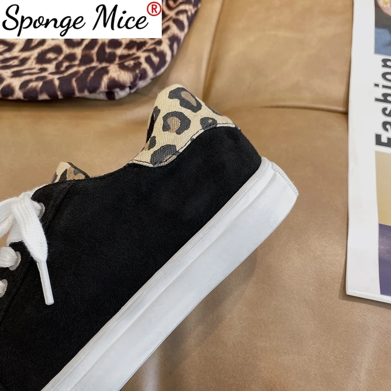 

New Women's Sneakers Shoes Fashion Casual Round Toe Cloth Leopard Lace Up Walking Flat Sport Slip on Cloth Shoes Plus Size:35-43