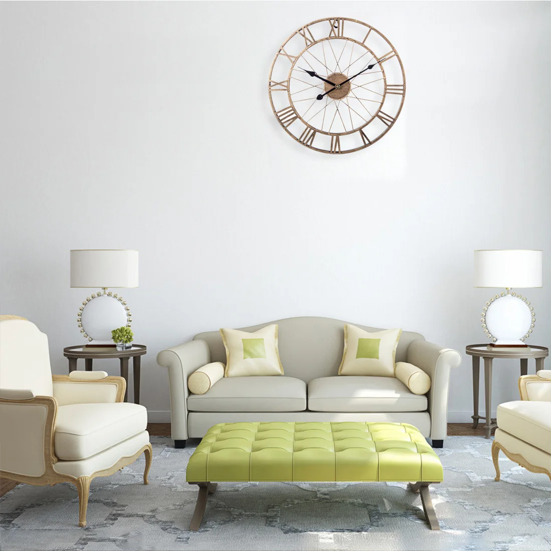 40 см железные настенные часы с пустотелыми бесшумными часами римскими цифрами