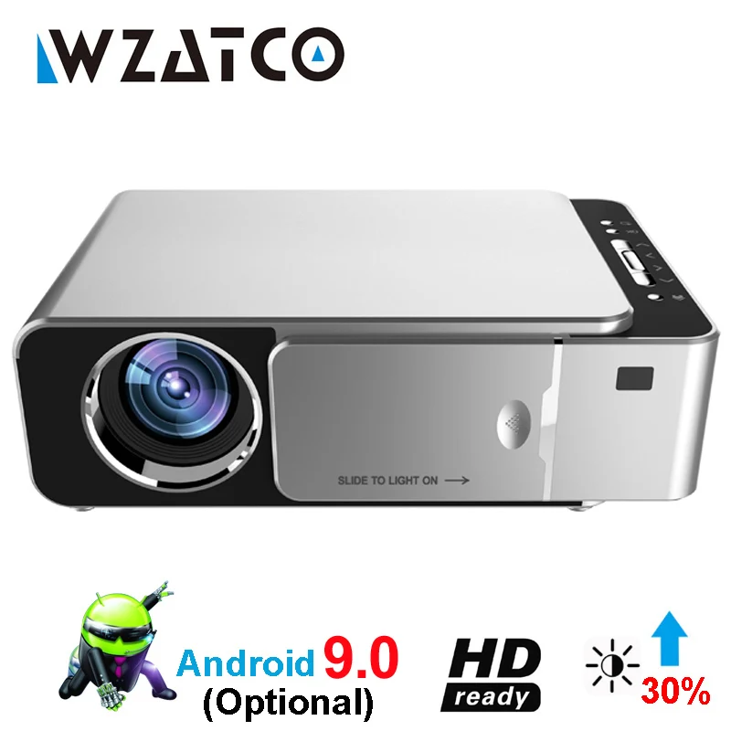 WZATCO T6 Android 9,0 wifi Smart дополнительная поддержка 1080p HD светодиодный портативный мини-проектор видео для игра для домашнего кинотеатра Кино