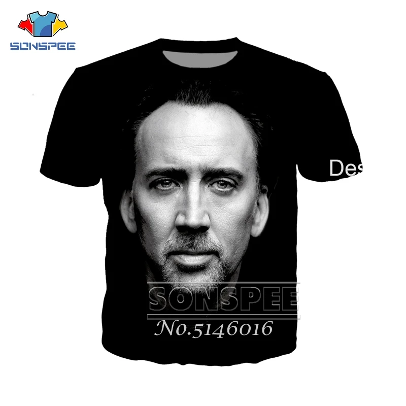 SONSPEE Nicolas Cage, забавная футболка с 3d принтом, унисекс, повседневная, короткий рукав, летняя Мужская модная повседневная одежда, футболки, топы, одежда t118 - Цвет: 12