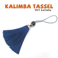diy kalimba blue tassel thumb piano ear with black beads spike musical instrument fringe pendant accessories