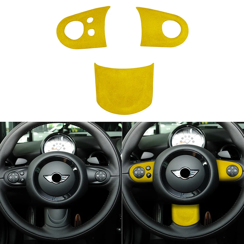 

Suede Car Interior Steering Wheel Decoration Cover Trim Stickers for BMW MINI R50 R52 R53 R55 2001-2014 Car Accessories Styling