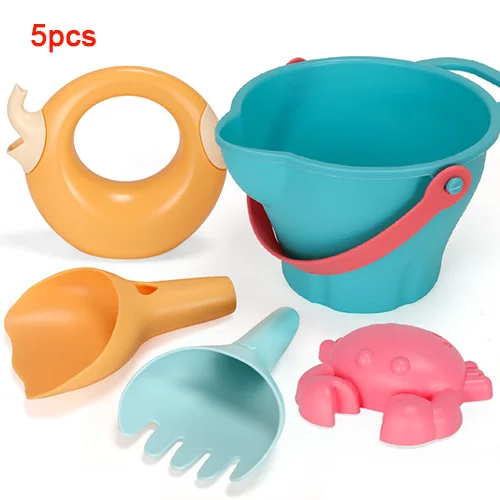 Multi-color 5pcs Boxi, пляжные игрушки для детей, мягкие силиконовые песочные ведра, лопата для игры в воду, инструмент для обучения, летний подарок, игрушка для детей - Цвет: Multi-color 5pcs