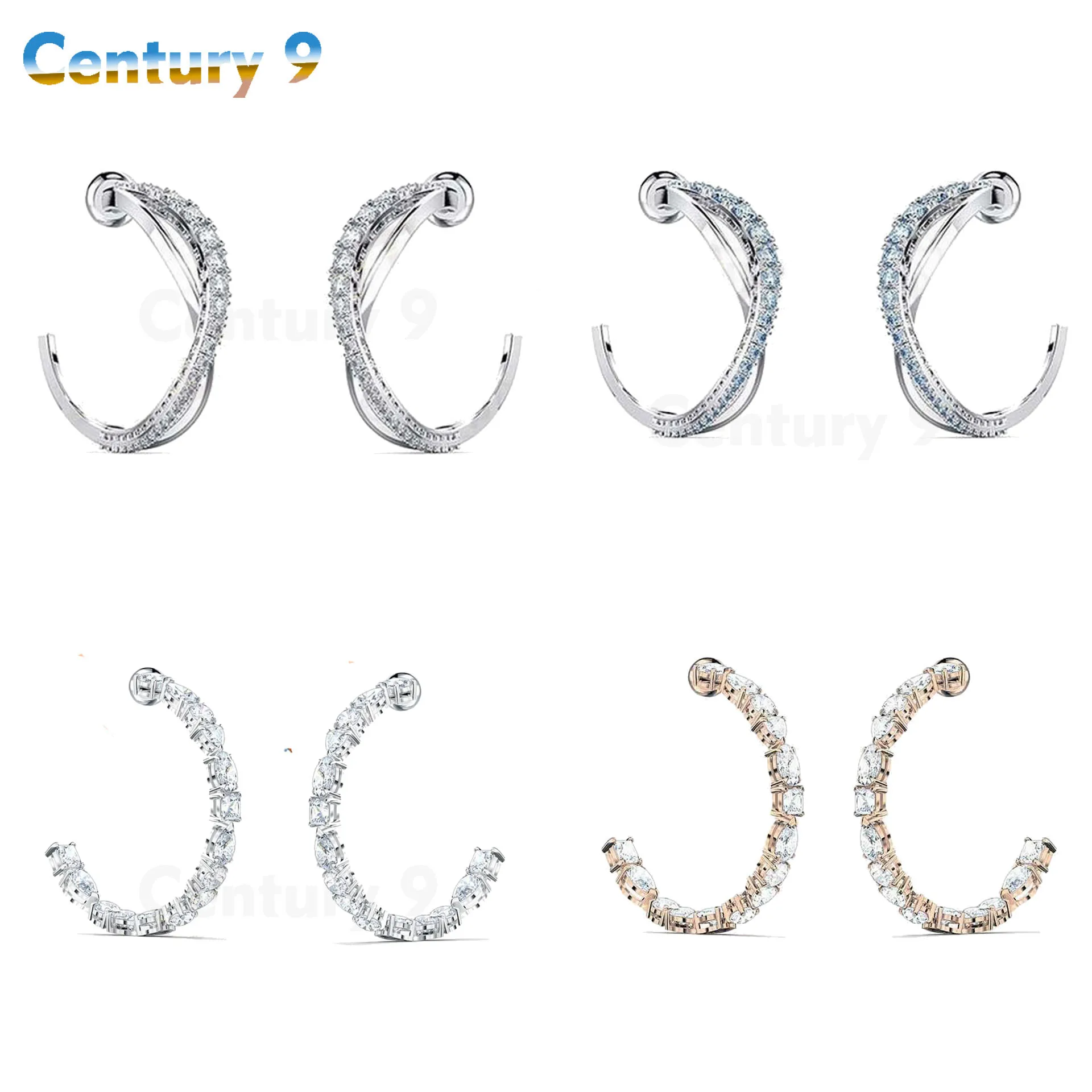 

2021 SWA Original 1:1 Fashion Jewelry High Quality New Exquisite Simple C Crystal Hollow Charm Female Earrings For Women