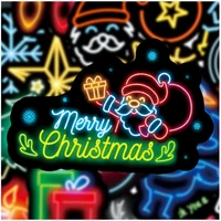 103050pcs christmas neon stickers gradient santa claus reindeer gift chimney snowman phone snowboard laptop luggage fridge