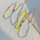 Новые богемные разноцветные мягкие керамические изделия ins со смайликом, жемчугом, бусинами, телефонный шнурок, акриловая женская искусственная цепь, ювелирные изделия