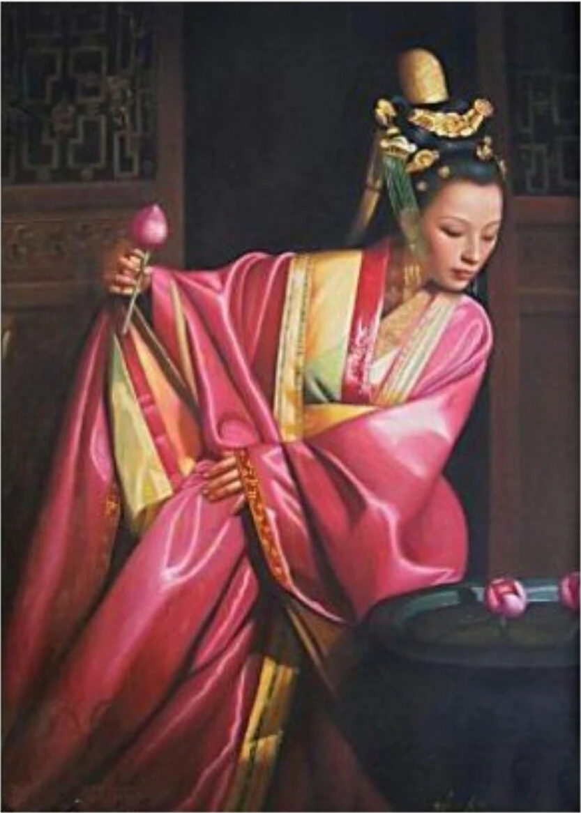 

Картина маслом «китайская девушка» на холсте, 24x36 дюймов