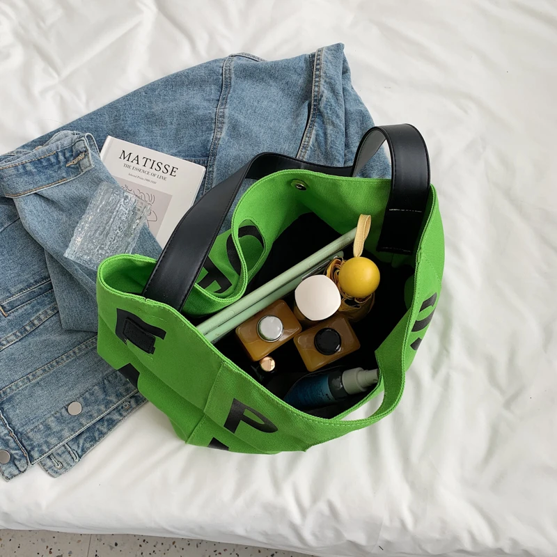 

Solid Letter Print Female Shoulder Bag High Class Casual Tote Bag Large Capacity Handbag for Women 2021 New Arrival