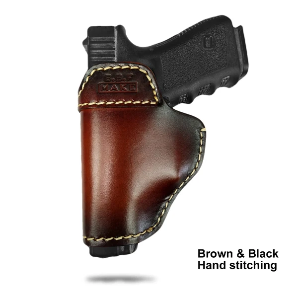 Brown-Black-Hand B.B.F MAKE Пистолет Чехол кожаный мешок Patternt сумка доски для S& W М& P щит GLOCK 17 18 19 22 23 26 27 32 42, 43 SpringField Cas - Цвет: Brown-Black-Hand
