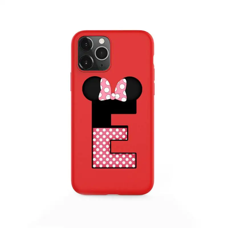 

Personalized mouse head bow letter Phone Case For iPhone XS MAX 11 Pro X XR 7 8 6 Plus Candy Color red Soft Silicone Cover