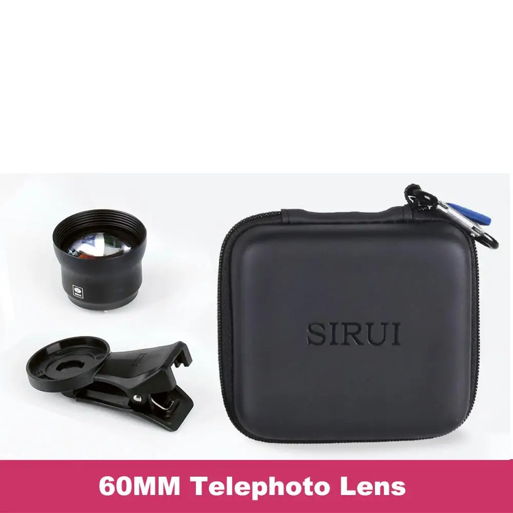 60MM Telephoto Lens Sirui 18 мм широкоугольный объектив для телефона HD 4K объектив для камеры телефона 60 мм телеобъектив для iPhone Xs Max X 8 7 huawei P20 Pro samsung S8 S9 - Цвет: 60MM Telephoto Lens