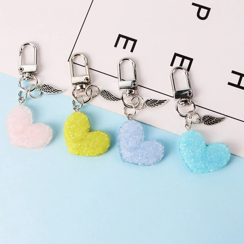 Мода брелок в виде сердца Любовь Стразы бусины кольцо для ключей с сумочкой