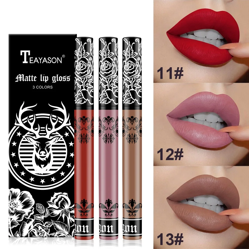 

Набор жидких помад 3 шт./компл., матовый бархатный блеск для губ, набор с молочной чайной пастой, глазурь для губ, увлажняющий стойкий тинт для...